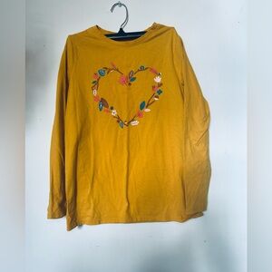 Cat & Jack Mustard Long Sleeve Tee with Heart Design